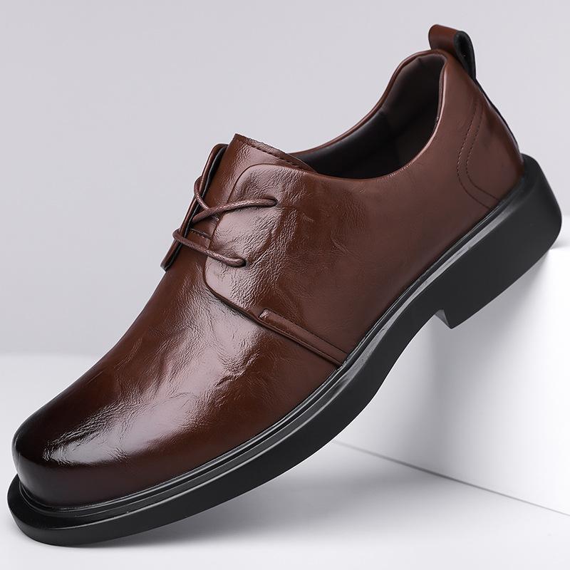 Fashion Men's Business Formal Platform Lace-up Commuter Shoes British Suit Groom's Wedding Shoes Spring Autumn Leather Loafers Man