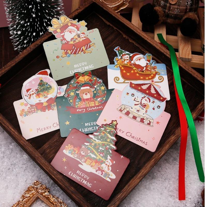 Merry Christmas Greeting Card Mini Christmas Blessing Greeting Cards School Envelope Postcard Gift Card for Xmas New Year Gifts