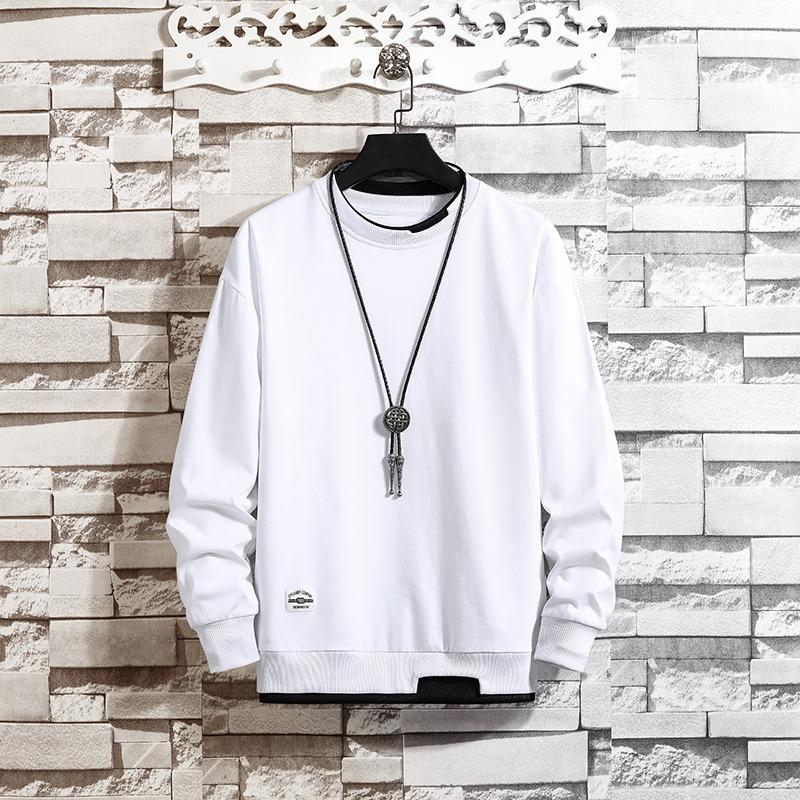 Mens Casual Sweatshirts Hoodie Men Fake Two Pieces Multi Color O-Neck Fashion   Sweatshirt