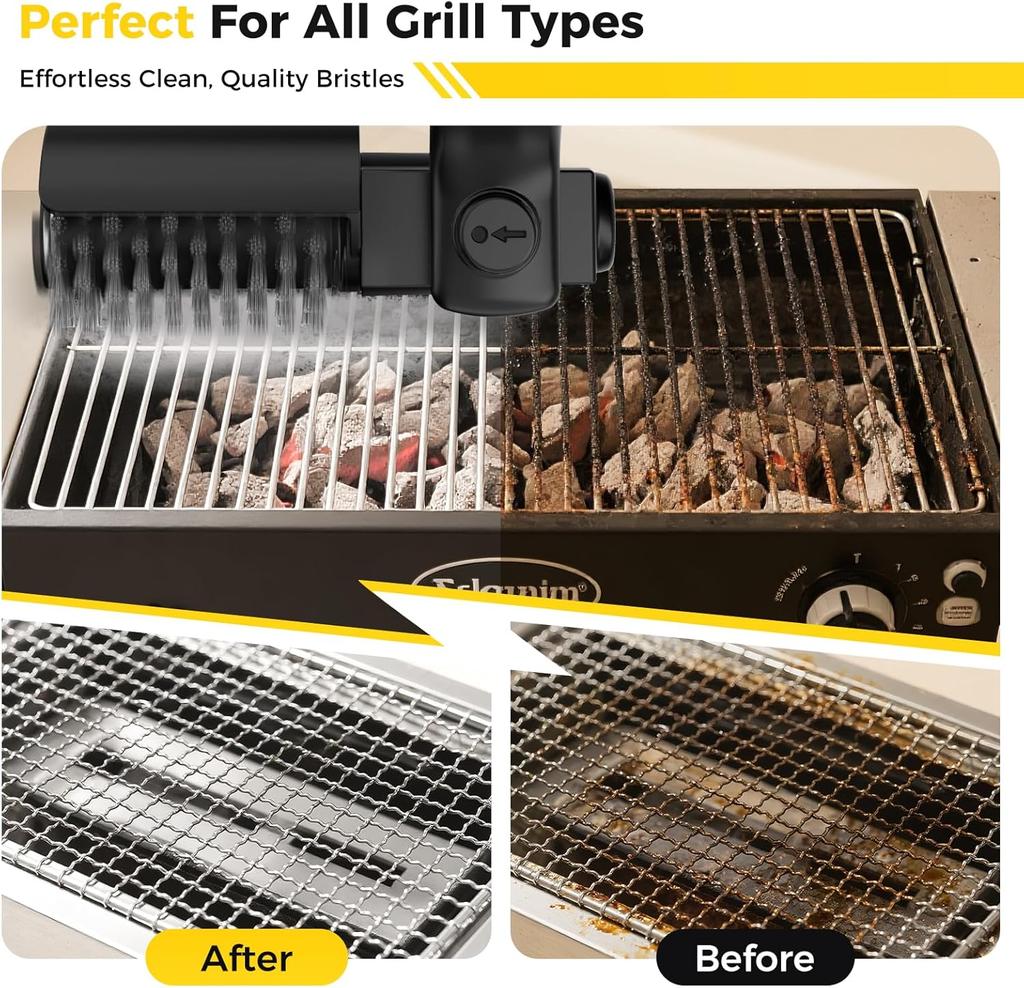 Electric Rotary Grill Brush Wireless Stainless Steel BBQ Cleaner Brush 3-Speed Power Control for Outdoor Gril BBQ Accessoires