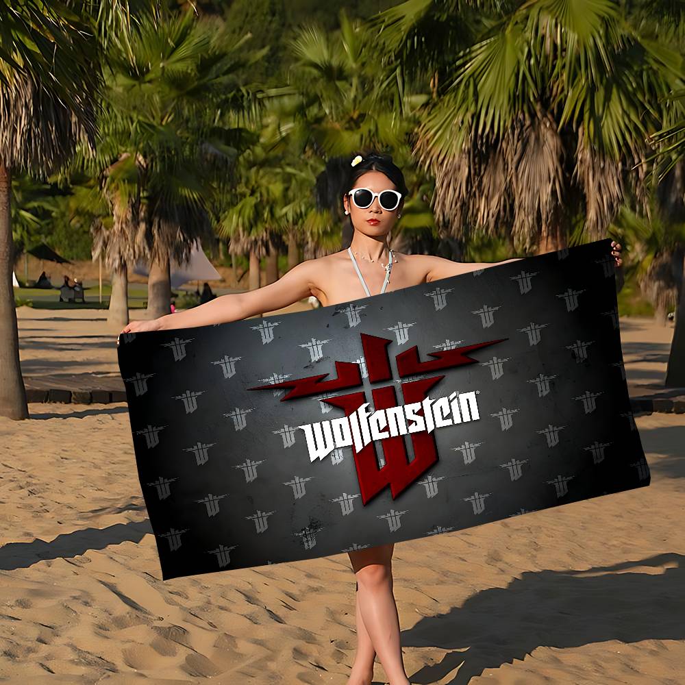 Wolfenstein Microfiber Printed Beach Towel Mountain Climbing Yoga Beach Swimming Running Absorbent Soft Towel