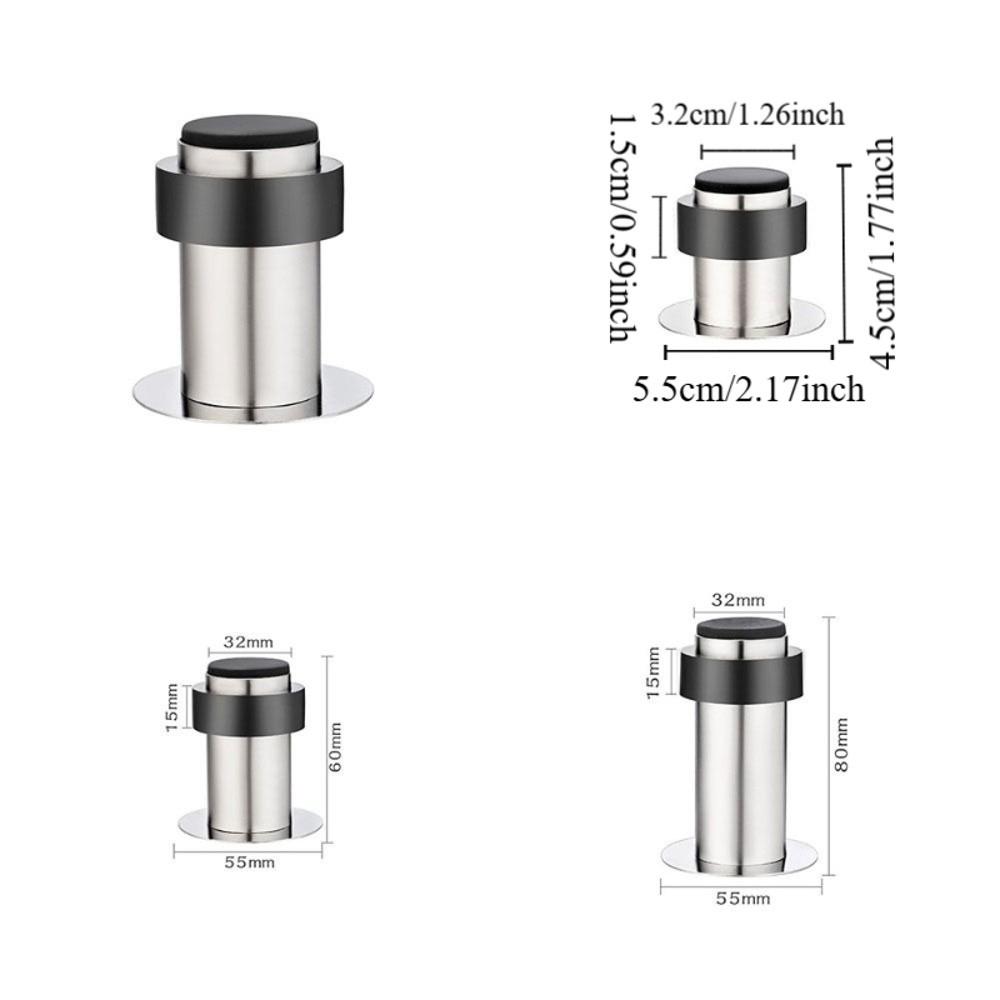 Rubber Door Protective Pad Stainless Steel Anti-collision Door Holder  Floor Door Stop