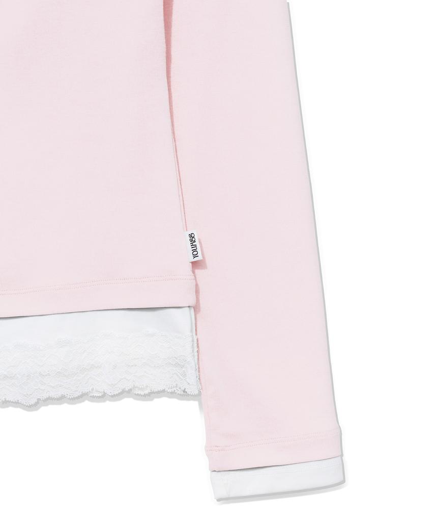 YOUHEE Lace Layered Long Sleeve_Pink
