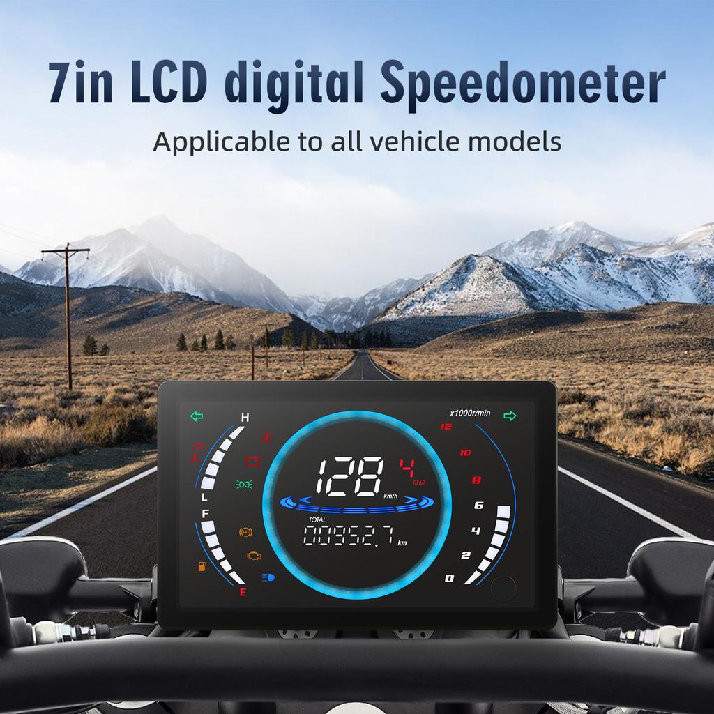 Tablou de bord LCD mare universal 12V Vitezometru Motocicletă Tahometru Motocicletă RPM Placă de combustibil cu senzor 199 km/h Kilometraj total