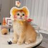 Cute Adjustable Cat Hat Elastic Pet Hat for Cats Small Dogs Kitten Headwear with Small Flowers Party Photo Decoration