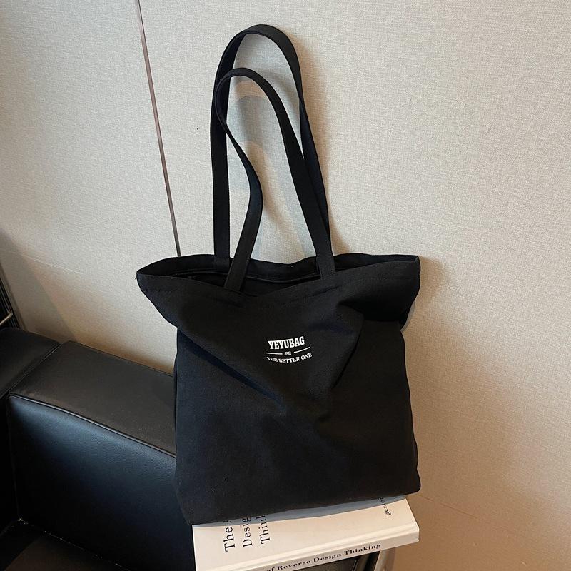 Canvas bag women's large-capacity new autumn and winter versatile shoulder bag casual college student class tote bag