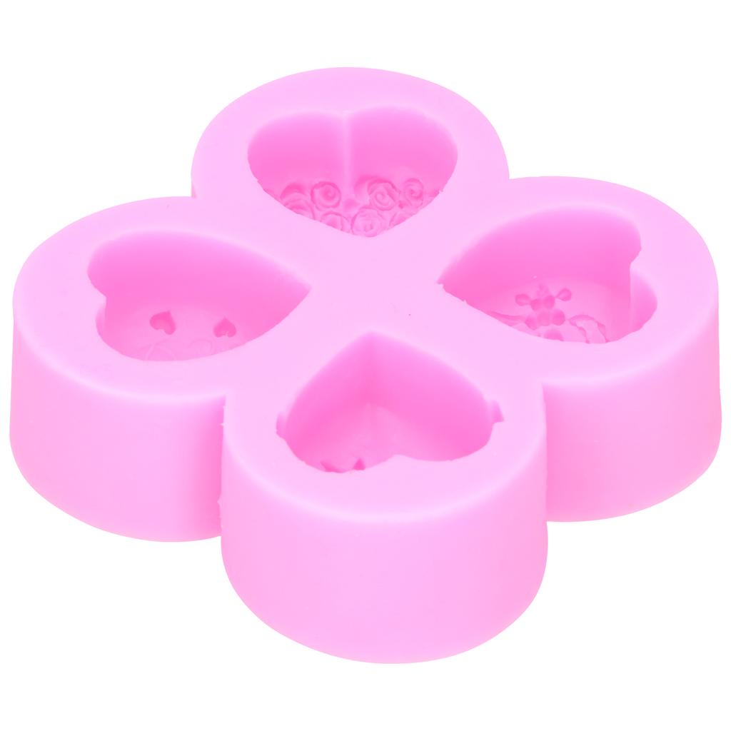 DIY Silikonform 4-Kavitäten Verschiedene Herzförmige Kuchen Schokolade Seife Aromatherapie Gips