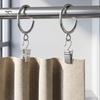 Silent Curtain Hooks for Rods 10Pcs C Shaped Rings, Heavy Duty Bypass Metal Anti Rust Hardware Passing Drapery Rings with Eyelets French Return Smooth