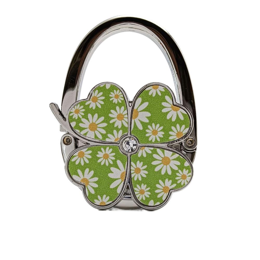 Durable Four Leaf Clover Handbag Hook Flowers Foldable Purse Hanger Creative Pretty Purse Holder for Table