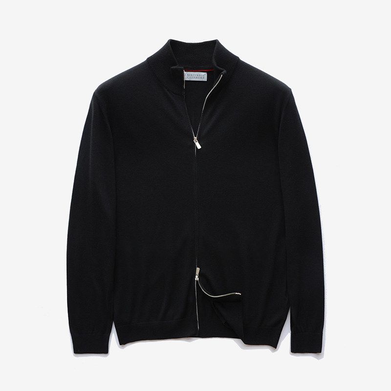 Mernu Half Turtleneck Cardigan Zipper Woolen Sweater Men s Winter 2024 New Arrival Knitting Outwear Export Men s Clothing Sweater Classic Black XL