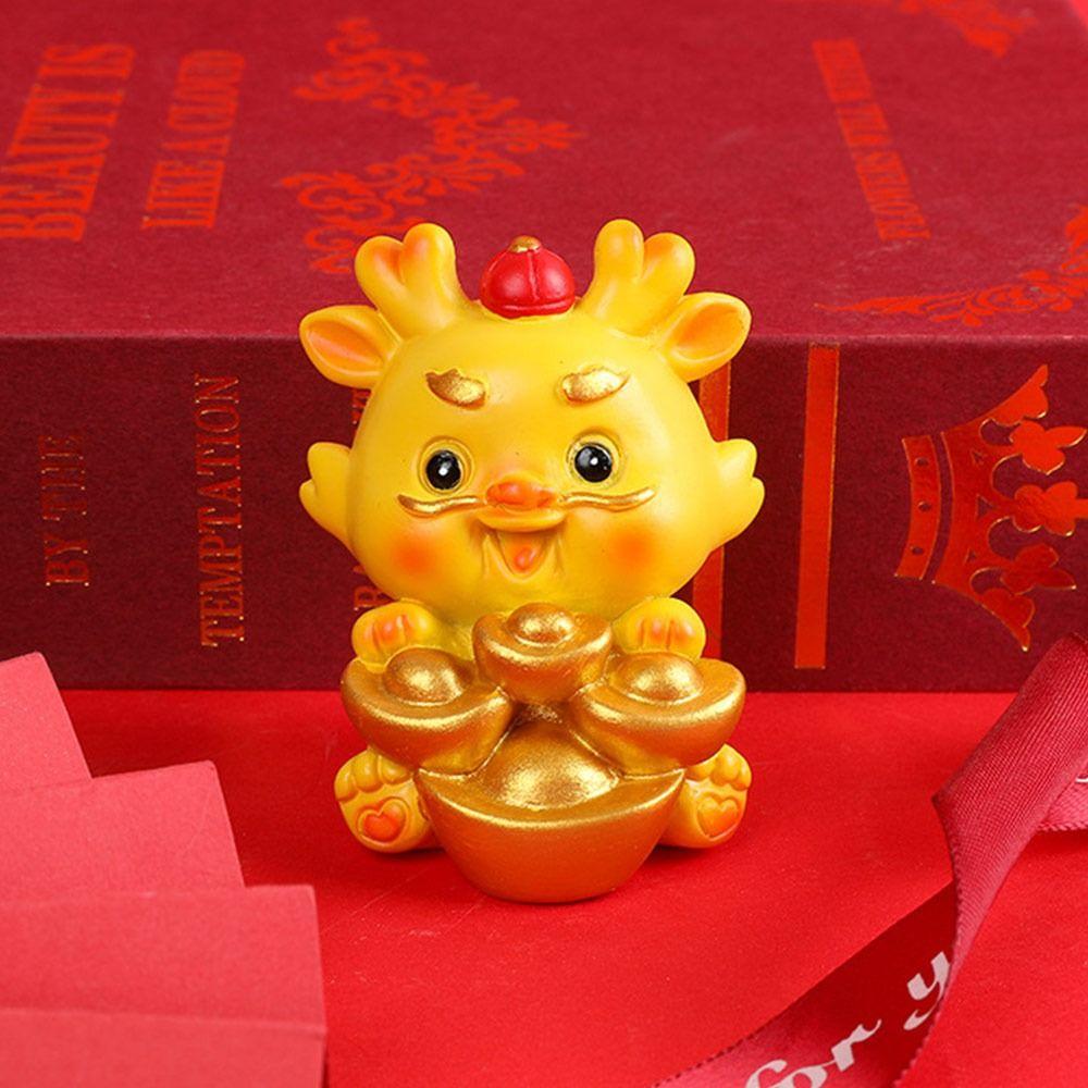

С Новым годом Миниатюрные фигурки драконов Золото Богатство Талисман удачи Милые настольные безделушки 8