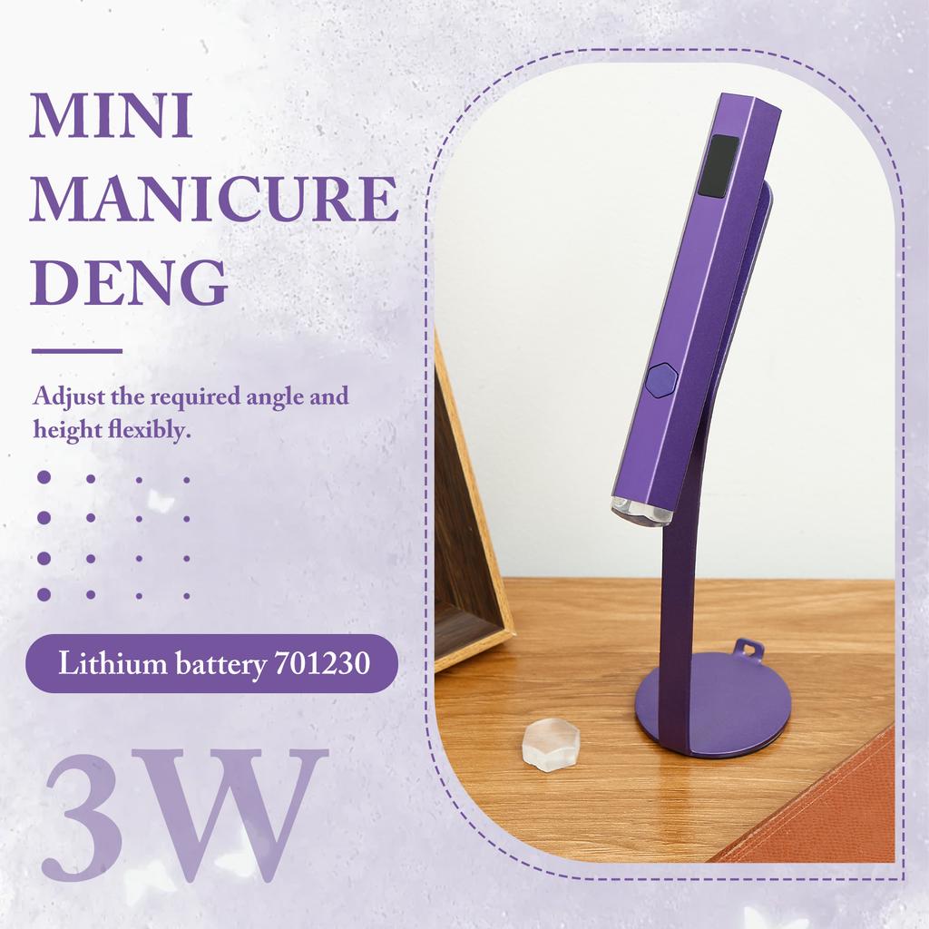 Mini Nail Lamp Portable Small Nail Curing Light with Stand 3W USB Rechargeable Manicure Dryer Gel Lamp for Manicure Salon Women