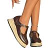 Women's Platform Mary Jane Flats - 5cm Hidden Wedge Espadrille Shoes for Spring/Fall, Low-Cut Casual Shoes with Chunky Sole