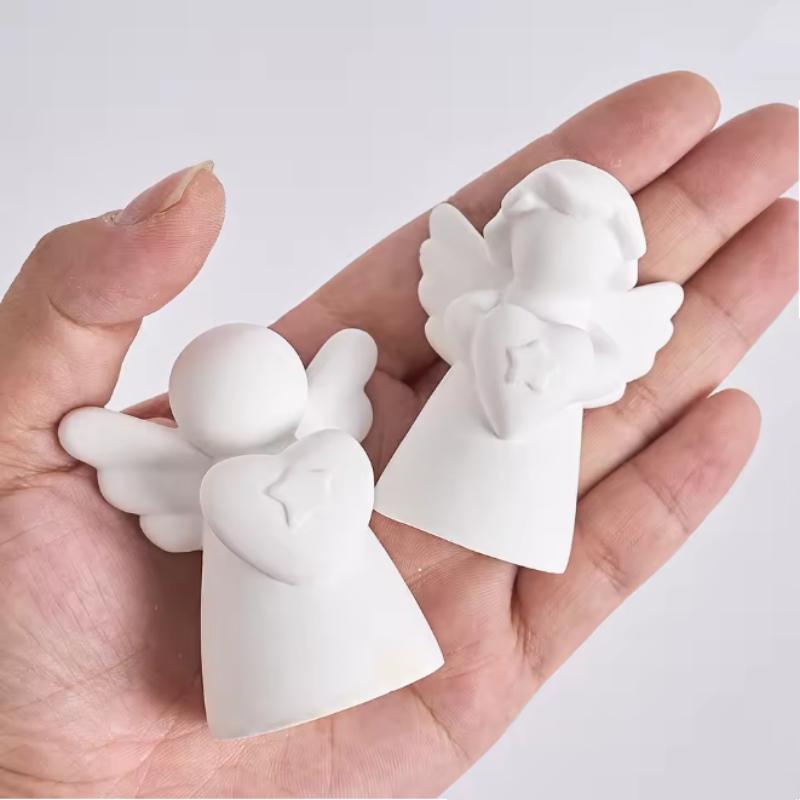 3D Heart Wings Angel Silicone Scented Candle Mold DIY Girl Sculpture Gypsum Decor Handmade Human Resin Mold for Birthday Gifts