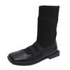 Square head thin knitted socks boots women's shoes 2025 new autumn and winter socks shoes loafer short boots with socks boots