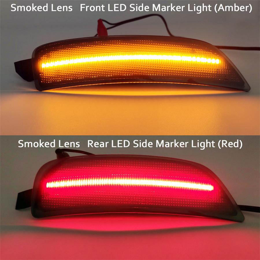 4Pcs Car Front Amber+Rear Red LED Side Marker Light For Mazda Miata Mx-5 2016-Up