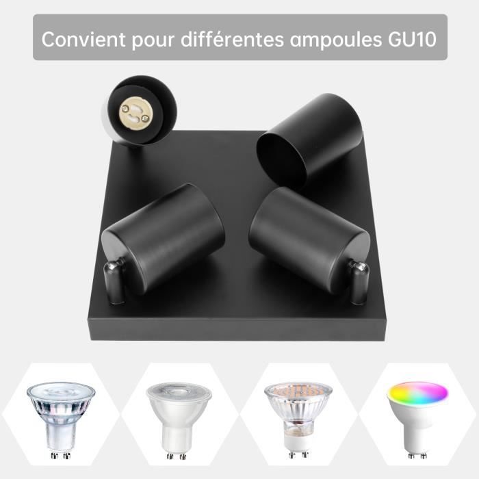 Stropní svítidlo - KAMBO - GU10 - 4 Spoty - Černé - Moderní - Nastavitelné