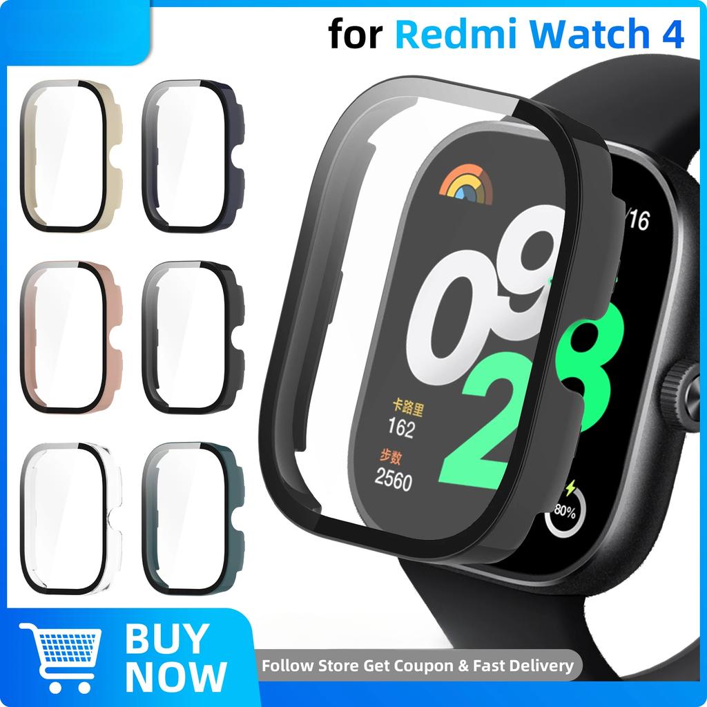 Hard Case+Glass for Xiaomi Redmi Watch 4 Screen Protector Tempered Glass Bumper Protection Cover Protective Shell Accessories