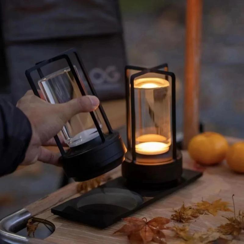 Portable Rechargeable LED Atmosphere Lamp, Vintage Creative Table Light, Touch Dimmable Decor Lighting for Bedside, Desk, Restaurant, Camping