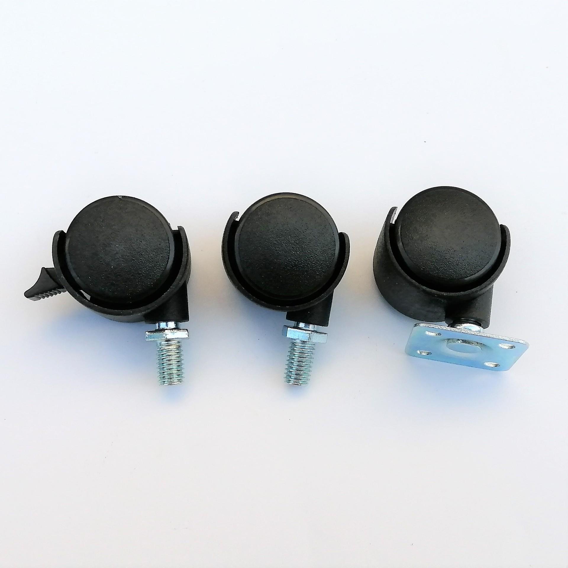 1,2-дюймовое универсальное поворотное нейлоновое колесо для стульев и диванов Black Swivel Sofa Wheel