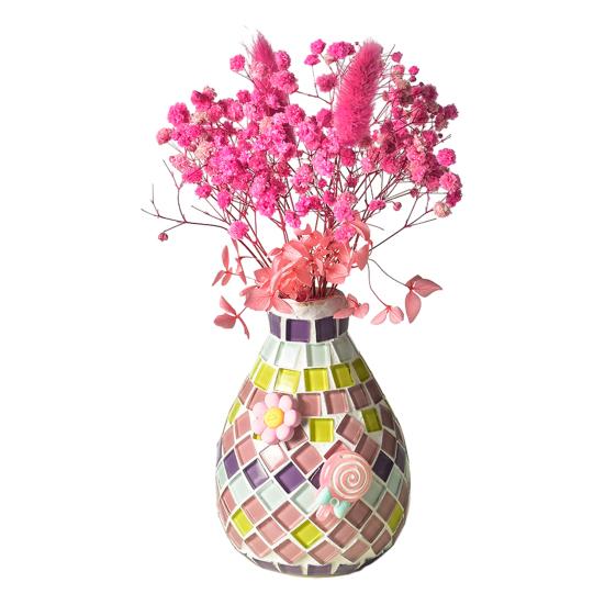 1 Set Handmade Mosaic Vase Kit with Wooden Vase Mosaic Tiles Tools Kids Adults Beginner Handcrafted