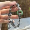 New Chinese Style Retro Beaded Bracelet Aesthetic Green  Bangle  Auspicious Occasions