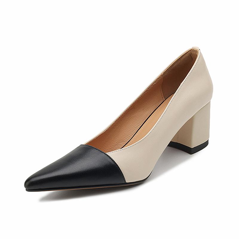 

2024 New Women Pumps Autumn Office Ladies Party Pointed Toe Thin Heels Soft Genuine Leather Shoes Woman Fashion Elegant Shoes 38 білий