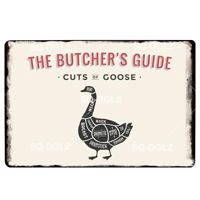 Metzgerei Vintage Metall Zeichen Frische Bauernhof Dekor Zinn Zeichen Pub Teller Fleisch Detail Metall Handwerk Malerei Plaketten Kunst Dekoration