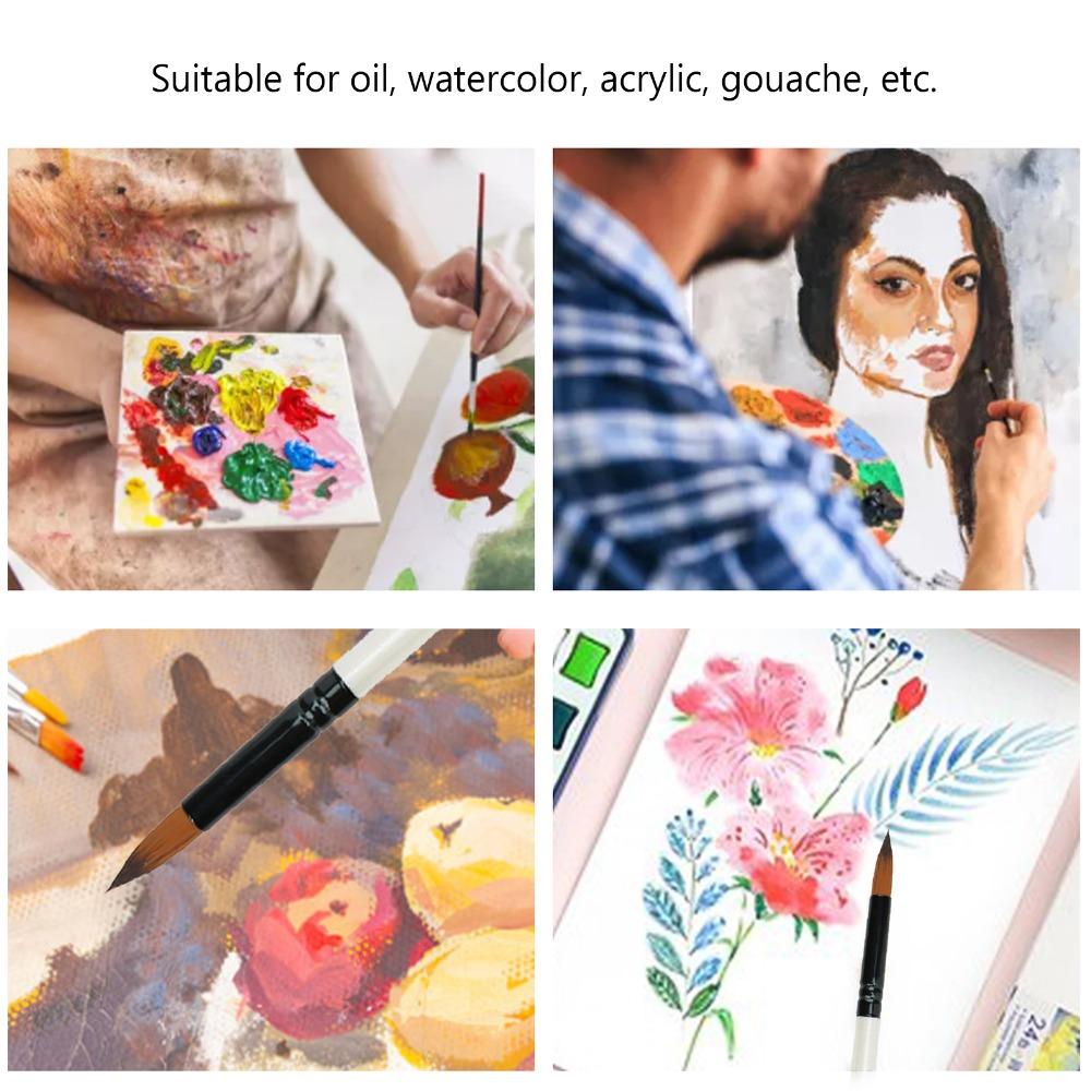 6pcs 6 Sizes Watercolor Brush Set Fine Detail Tip Oil Paint Brush Tips Fine Detail Tip