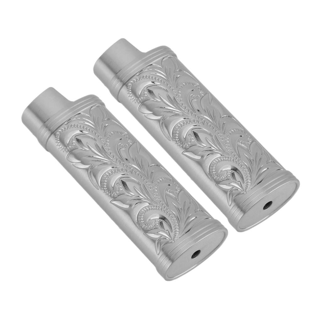 2Pcs Lighter Case Zinc Alloy Lighter Storage Container Floral Pattern for Outdoor Camping Hiking