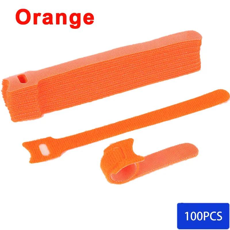 

100Pcs Reusable Fastening Cable Ties Hook and Loop Cable Strap Wire Tie Cable Management Adjustable Cord organizer Tie12/15/20cm 100Pcs 12x120mm помаранчевий