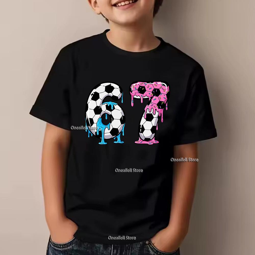 Kids Summer T-shirt Boys Girls Sport Number Print Top Casual Short Sleeve Wear