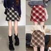 Plaid High-Waist A-Line Wool Skirt for Women – Winter Slimming Style