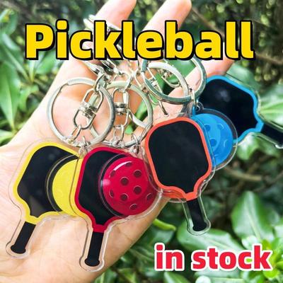 Yaratıcı Pickleball Raketi Metal Anahtarlık Renkli Delikli Golf Topu Anahtarlıklar Dink Topu Hayranları Parti Hediye Çantası Kolye Ucu