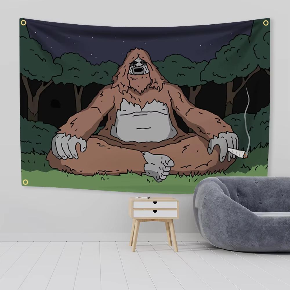 The Big Lez Show Meme Sassy Sasquatch Flag Tapestry Wall Hanging Aesthetic Dorm Party Backdrop Decorative Banner