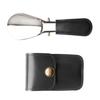Leather Bag Elderly Person Folding Shoehorn PU Handle Portable Shoe Lifter Tool  Office