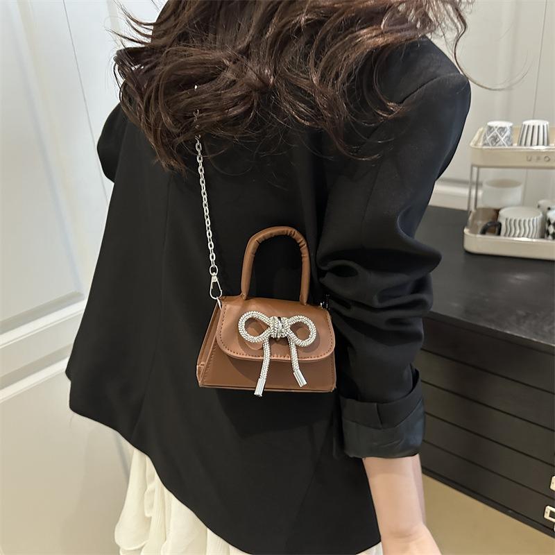 Niche premium textured women's bags spring new bow small square bag single shoulder crossbody handbag women