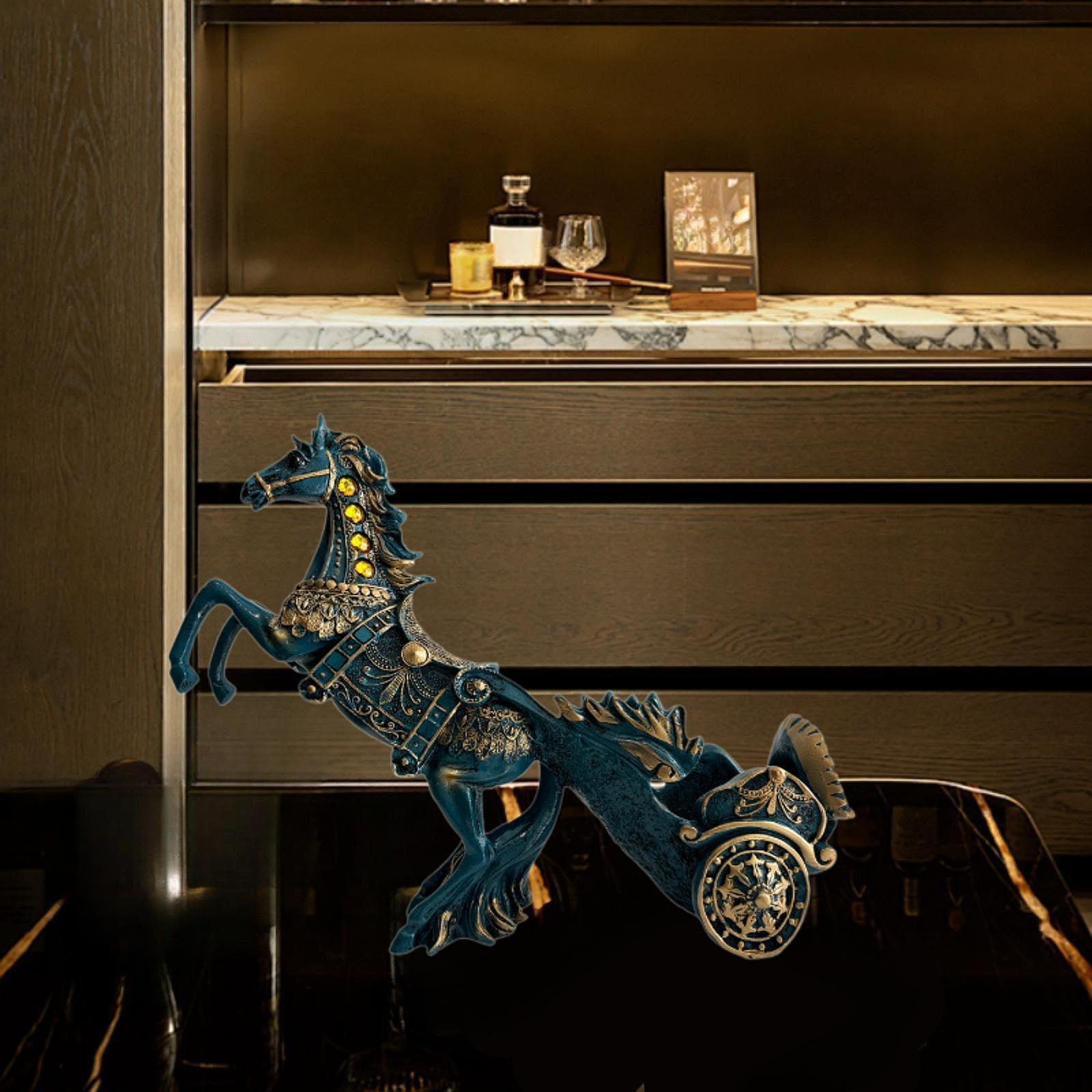 

Декоративный держатель для винной бутылки, креативная фигурка животного, подарок для влюбленных, домашний декор, отдых Horse Pull cart Blue