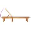 Sun Lounger with Table Grey Solid Acacia Wood and Textilene