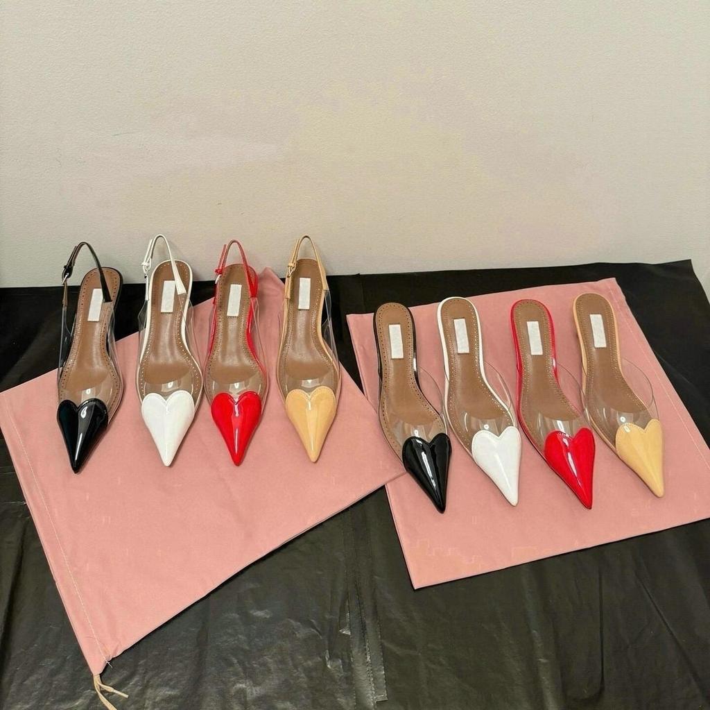 Fashion 2025 Fairy Style Summer Sexy And Versatile Transparent Half-Slipper Women'S Pointed-Toe Thin-Heeled High-Heeled Sandals Slipper