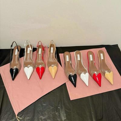 2025 Feenstil Sommer Sexy Und Vielseitig Transparent Halbslipper Damen Spitzschuh Dünner Absatz Hochhackige Sandalen Slipper