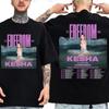 Kesha The Freedom Tour 2026 Grafik T-Shirt Mode Y2k Ästhetik T-Shirt Sommer Kurzarm T-Shirt Y2K Gothic Baumwolle Übergroße T-Shirts
