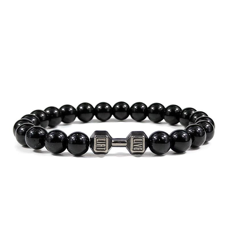 

Unisex Volcanic Lava Stone Dumbbell Bracelet Jewelry 8mm-19cm