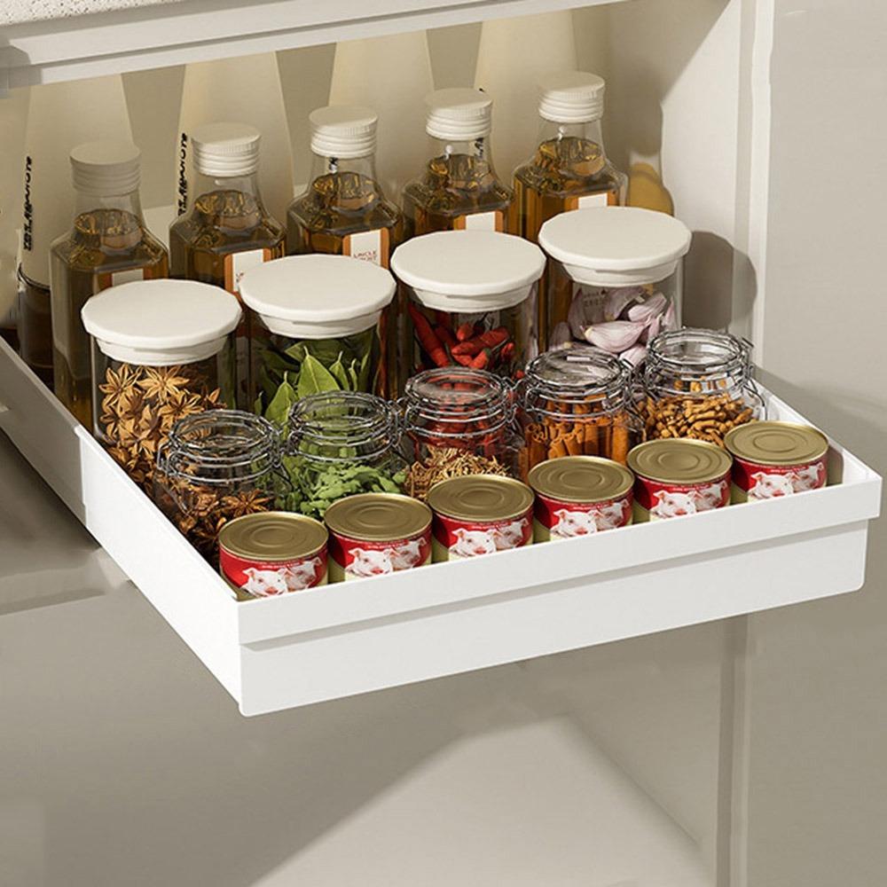 Pull-out Kitchen Storage Rack Anti-slip Slide Out Pantry Shelves Drawer Type Storage Tray for Home