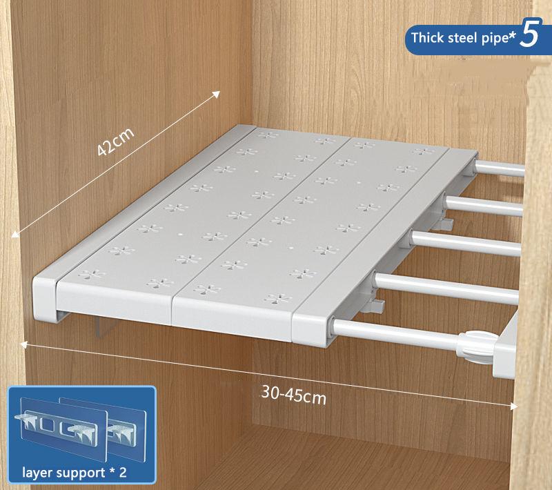 Adjustable Wardrobe Storage Shelves Wall Mounted Partition Layered Rack for the Wardrobe Closet Bathroom Retractable Organizer