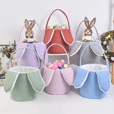 Easter Corduroy Gift Baskets | Fabric Easter Baskets with Easter Decorations and Egg Storage