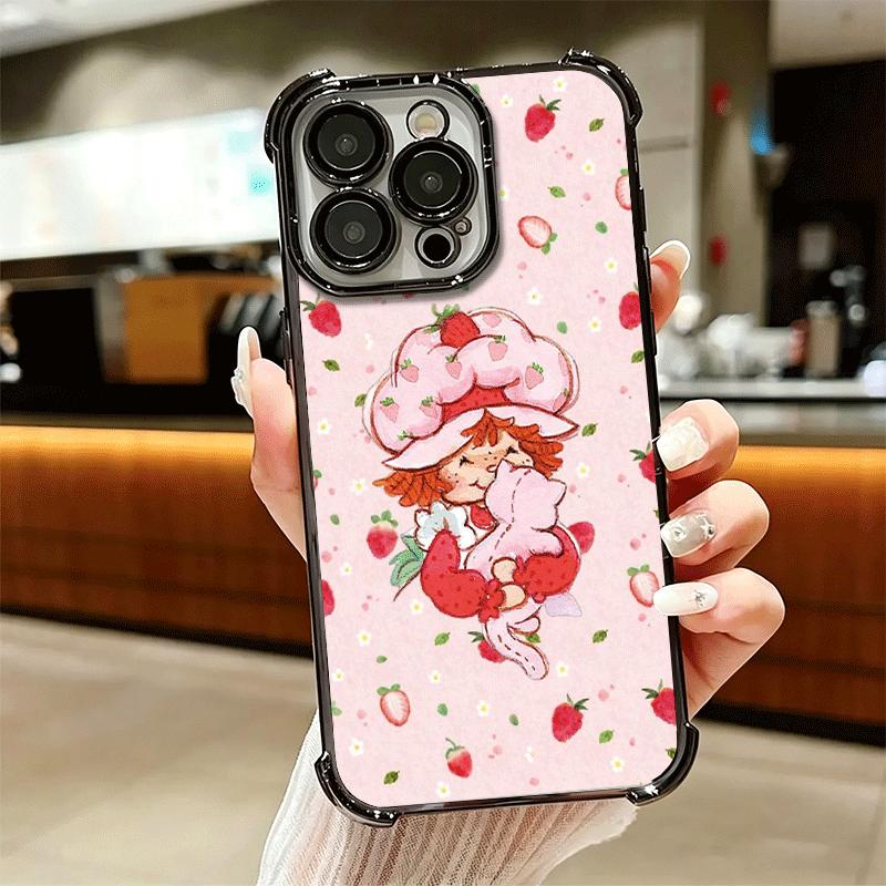 Strawberry Sh-SHortcake Soft Phone Case For iPhone 15 16 17 Air 14 Pro Max 16E Plus 13 12 Mini Plating Anti-Fall Fundas