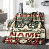 Festive Christmas Deer And Trees With Ornate Patterns Multipurpose Customizable Blanket Customize Your Name Comfortable For Sofa Couch Office Bed