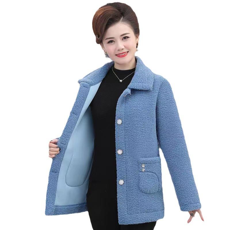 Autumn Winter Women Jacket Coat Elegant Jacket Women's Lapel Long Sleeve Imitation Lamb Wool Coat Thickened Single Warm Coat for Women
