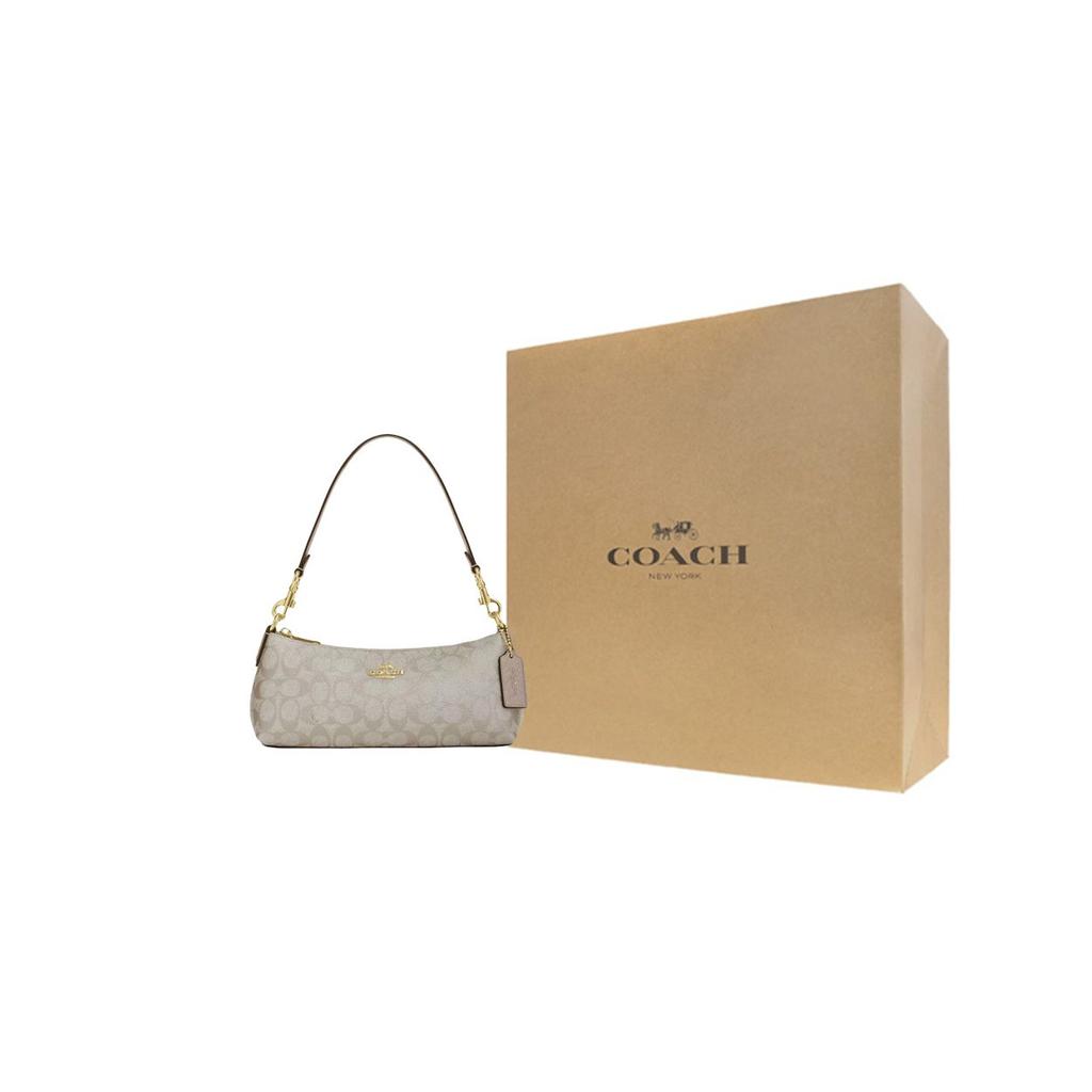 Coach Charlotte Coated Canvas Shoulder Bag, Portable Crossbody Bag Medium Women's Champagne CX580-IMXB8
